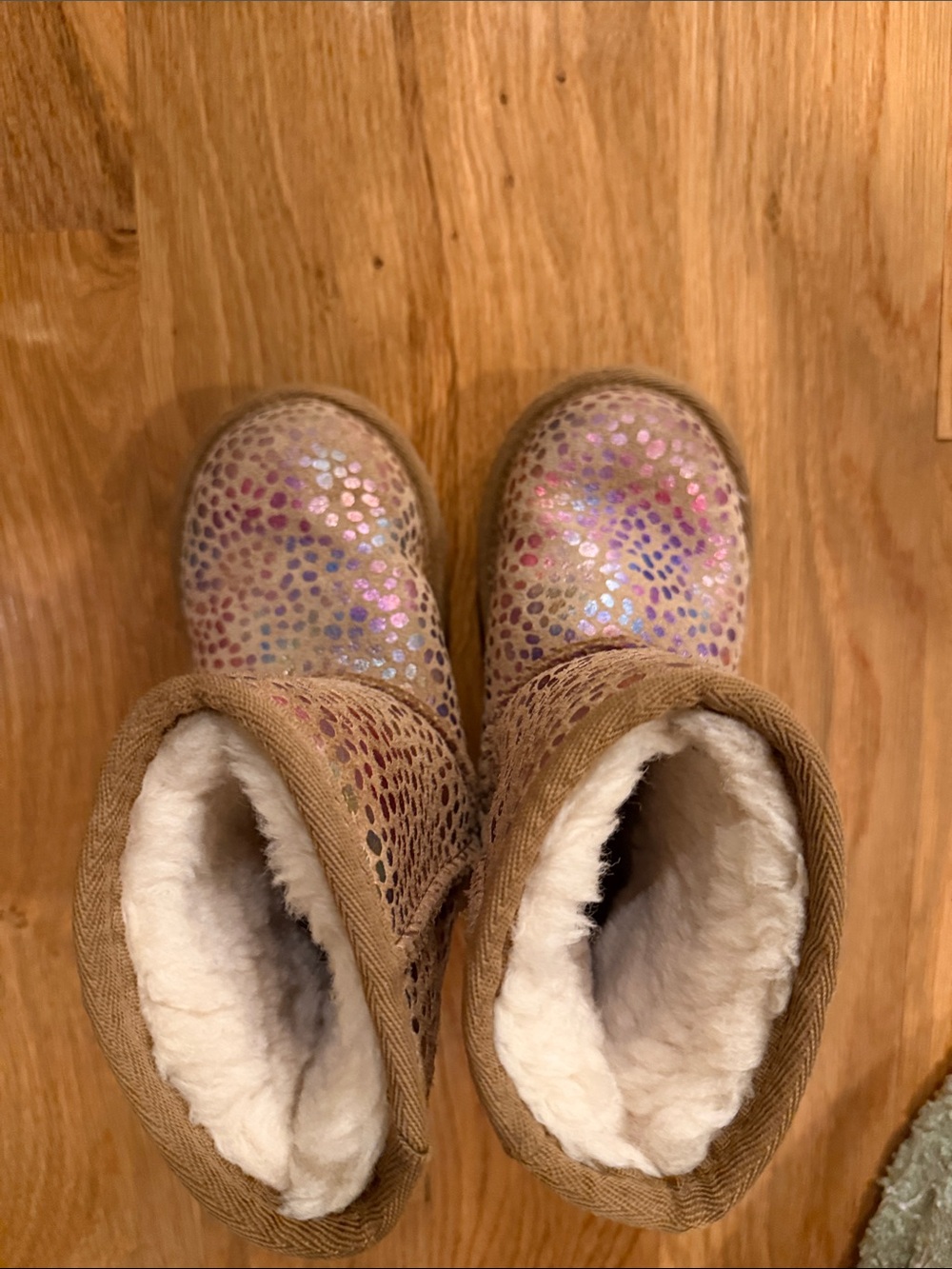 UGG Tan Kids Sparkle Dot Cozy Boots